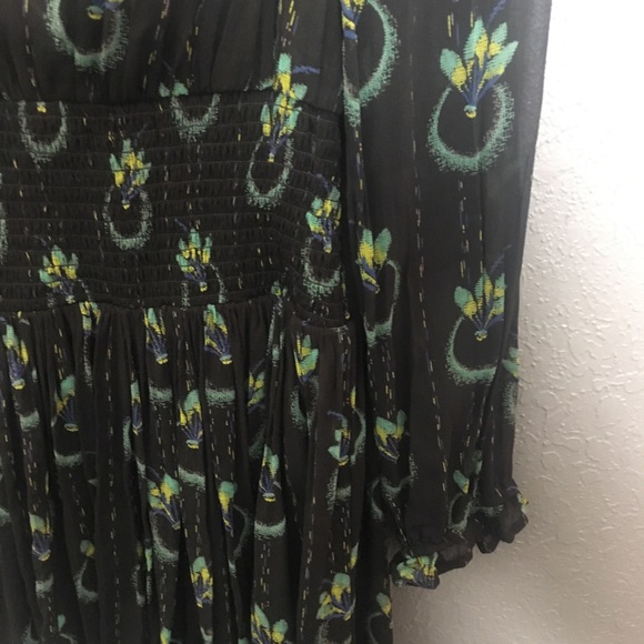 Free People Ruffle Neck Chiffon Dress Sz M - Picture 5 of 5